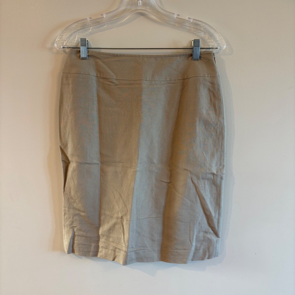 Tahari Arthur S. Levine Classics Tan Linen Blend Pencil Skirt Beige Size 4